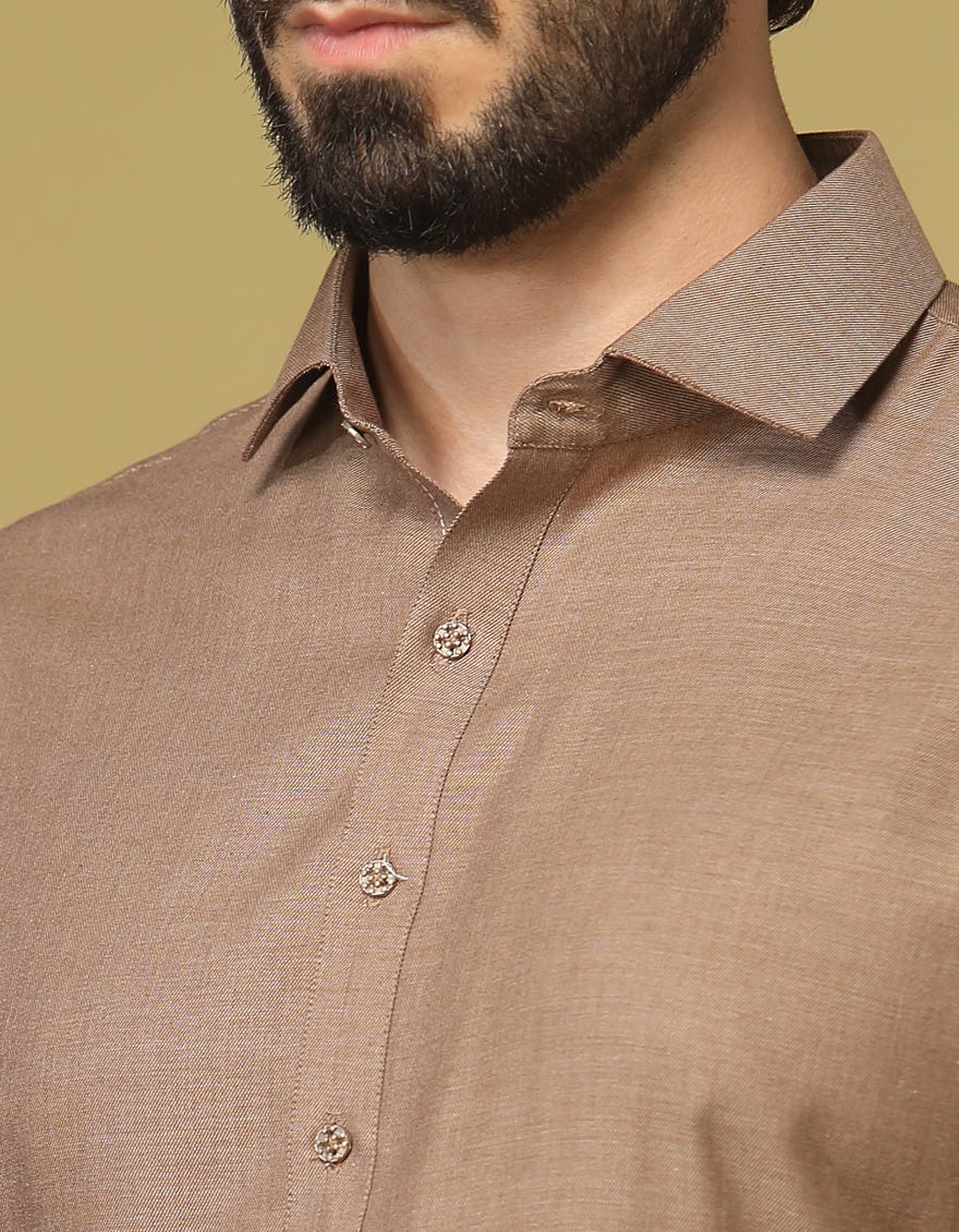BEIGE BLENDED KAMEEZ SHALWAR | JJKS-S-36923