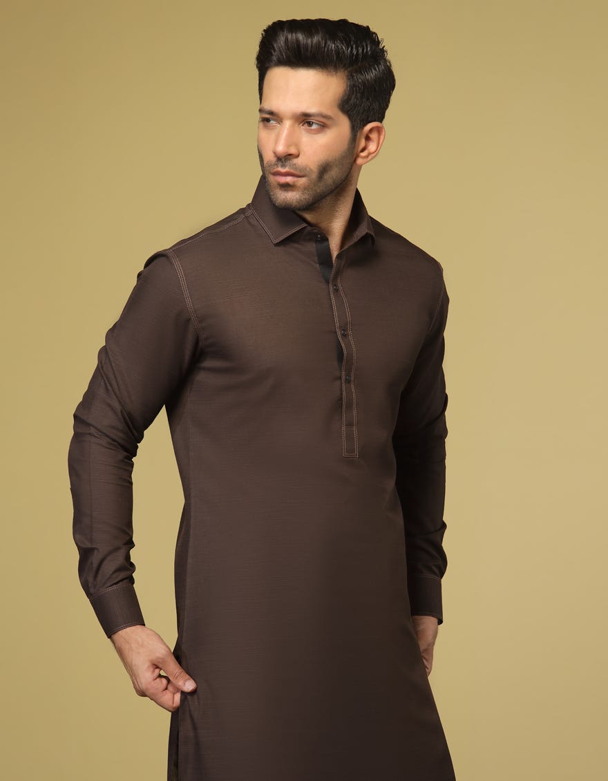 BROWN BLENDED KAMEEZ SHALWAR | JJKS-S-36925