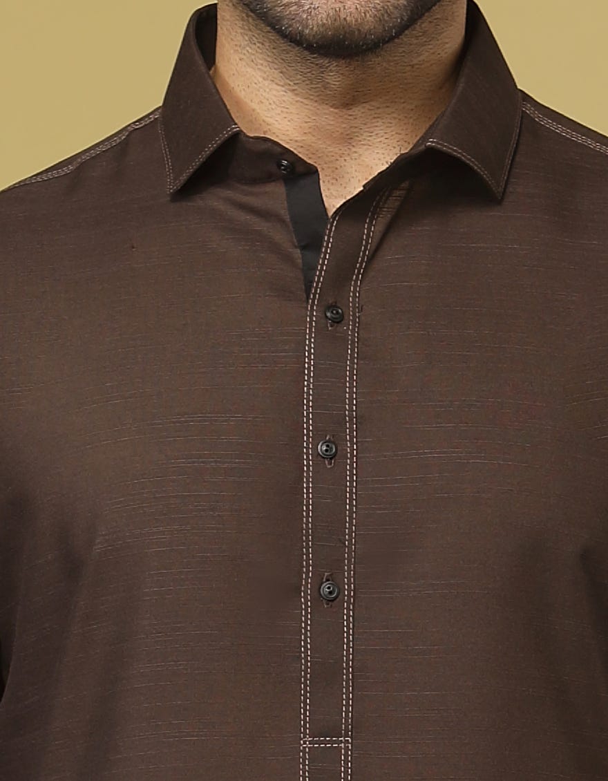 BROWN BLENDED KAMEEZ SHALWAR | JJKS-S-36925