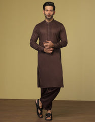 COFFEE BROWN COTTON KAMEEZ SHALWAR | JJKS-S-36928