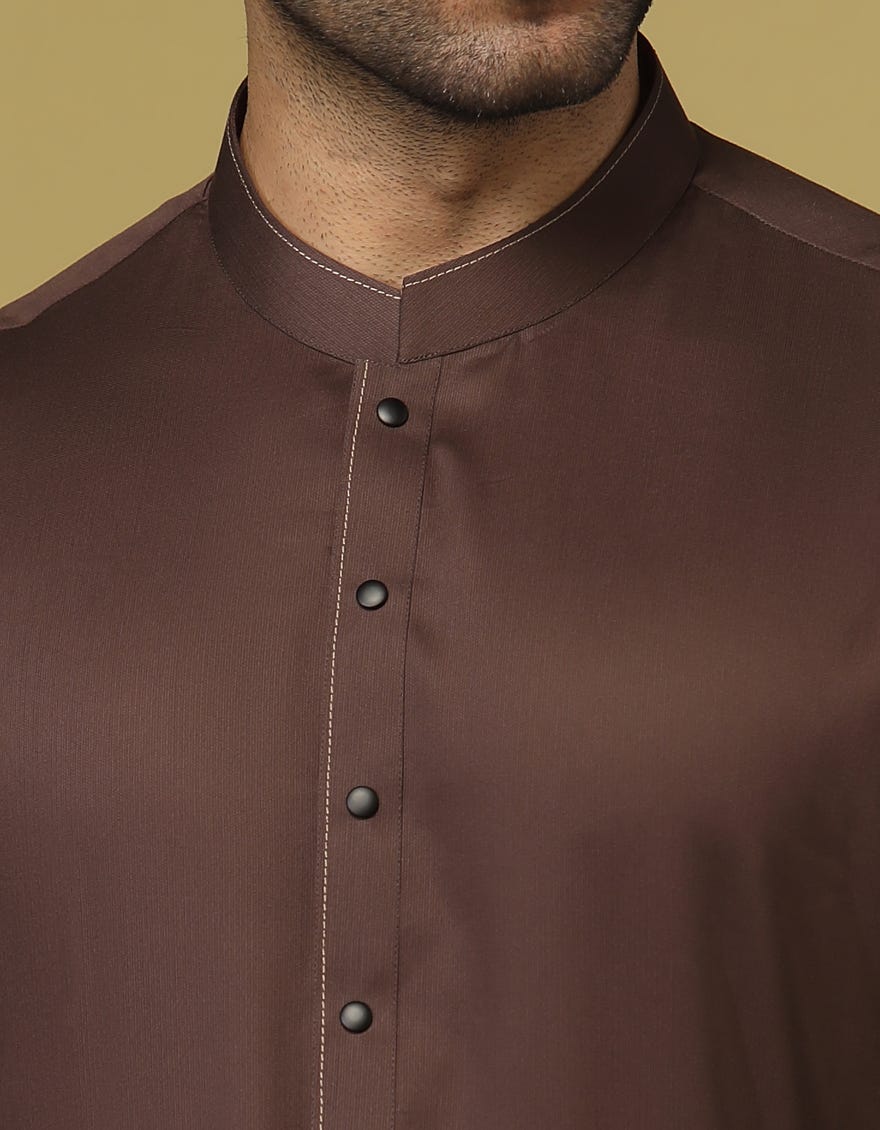 COFFEE BROWN COTTON KAMEEZ SHALWAR | JJKS-S-36928