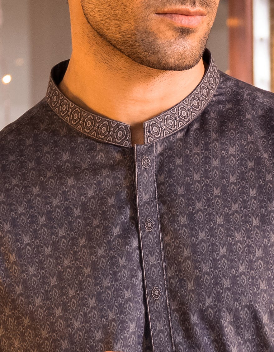 DARK GREY COTTON KURTA | JJK-S-36931