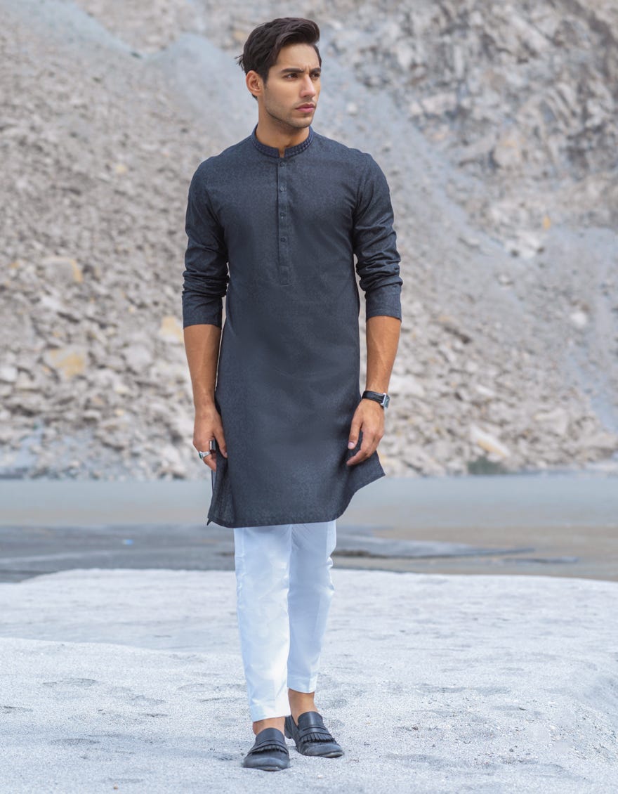 CHARCOAL GREY COTTON KURTA | JJK-W-37558/W21/JJ7165-SF