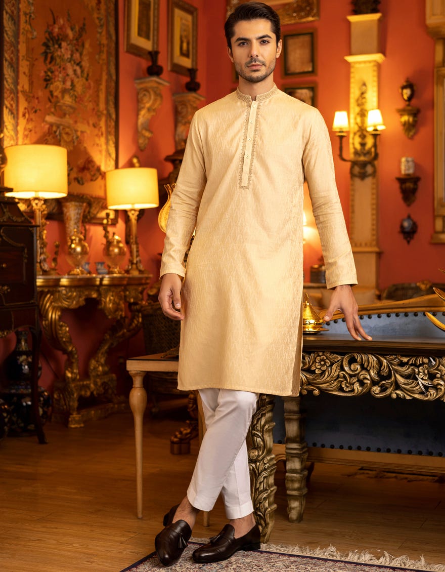 BEIGE COTTON KURTA | JJK-S-37578