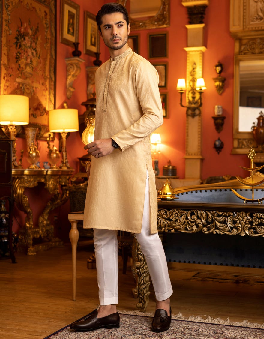 BEIGE COTTON KURTA | JJK-S-37578