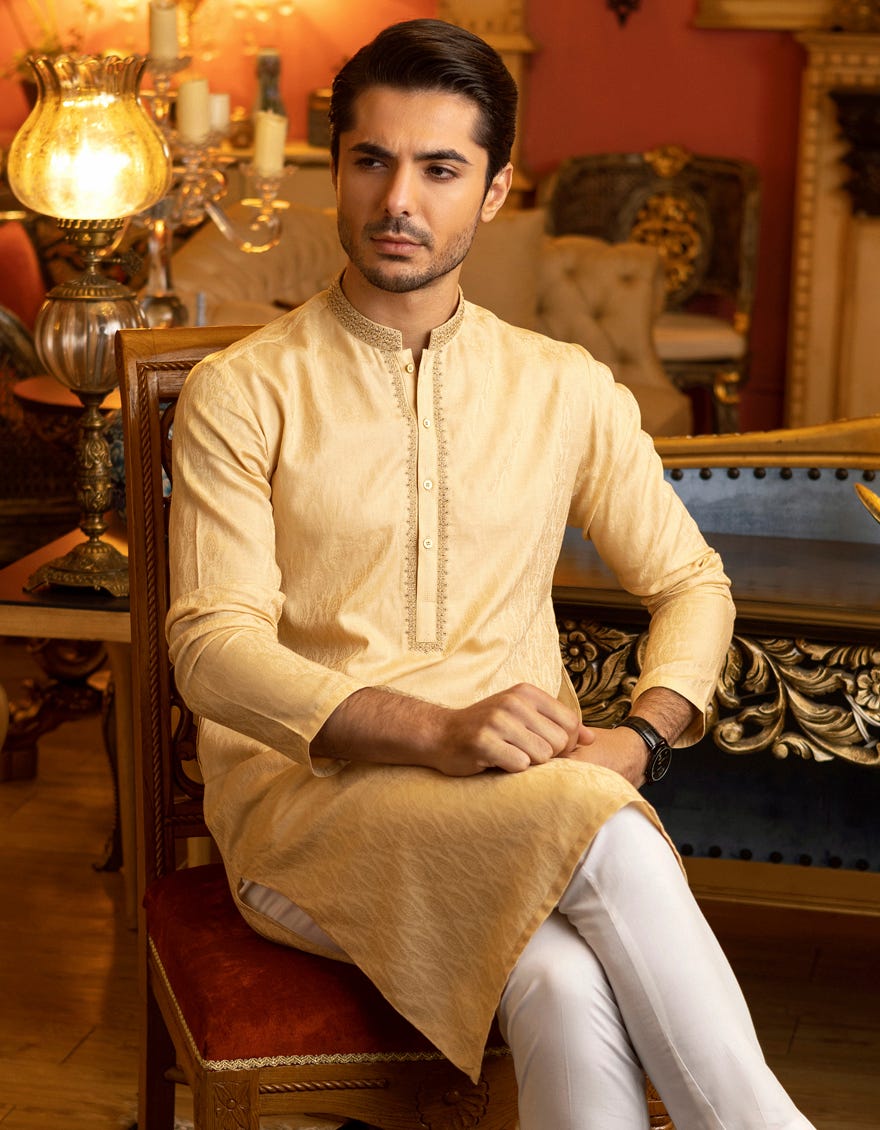 BEIGE COTTON KURTA | JJK-S-37578