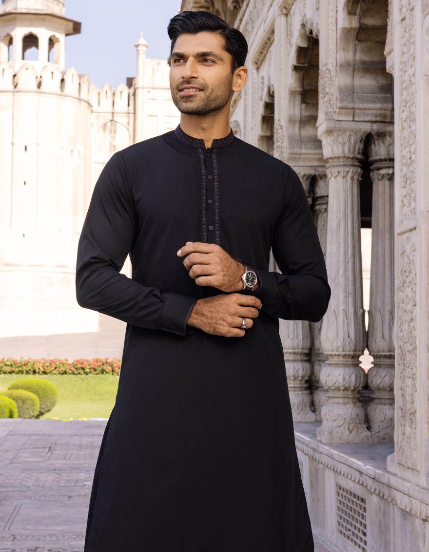 BLACK BLENDED KAMEEZ SHALWAR | JJKS-S-37579