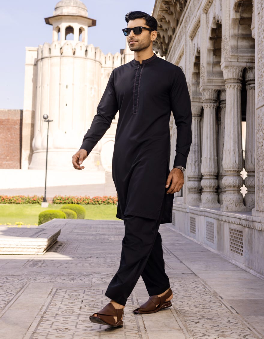 BLACK BLENDED KAMEEZ SHALWAR | JJKS-S-37579