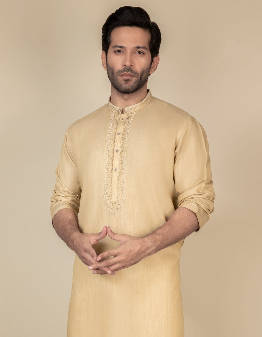 BEIGE BLENDED KURTA | JJK-S-37591