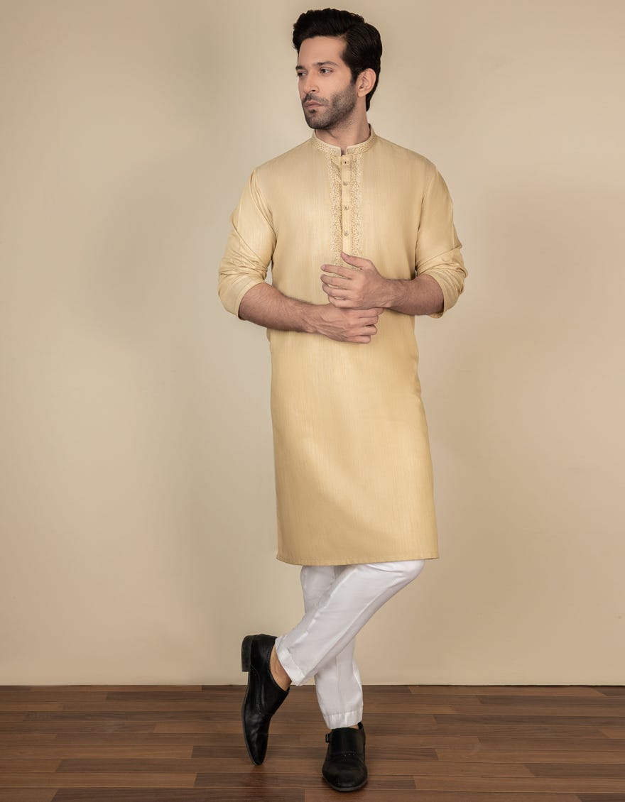 BEIGE BLENDED KURTA | JJK-S-37591