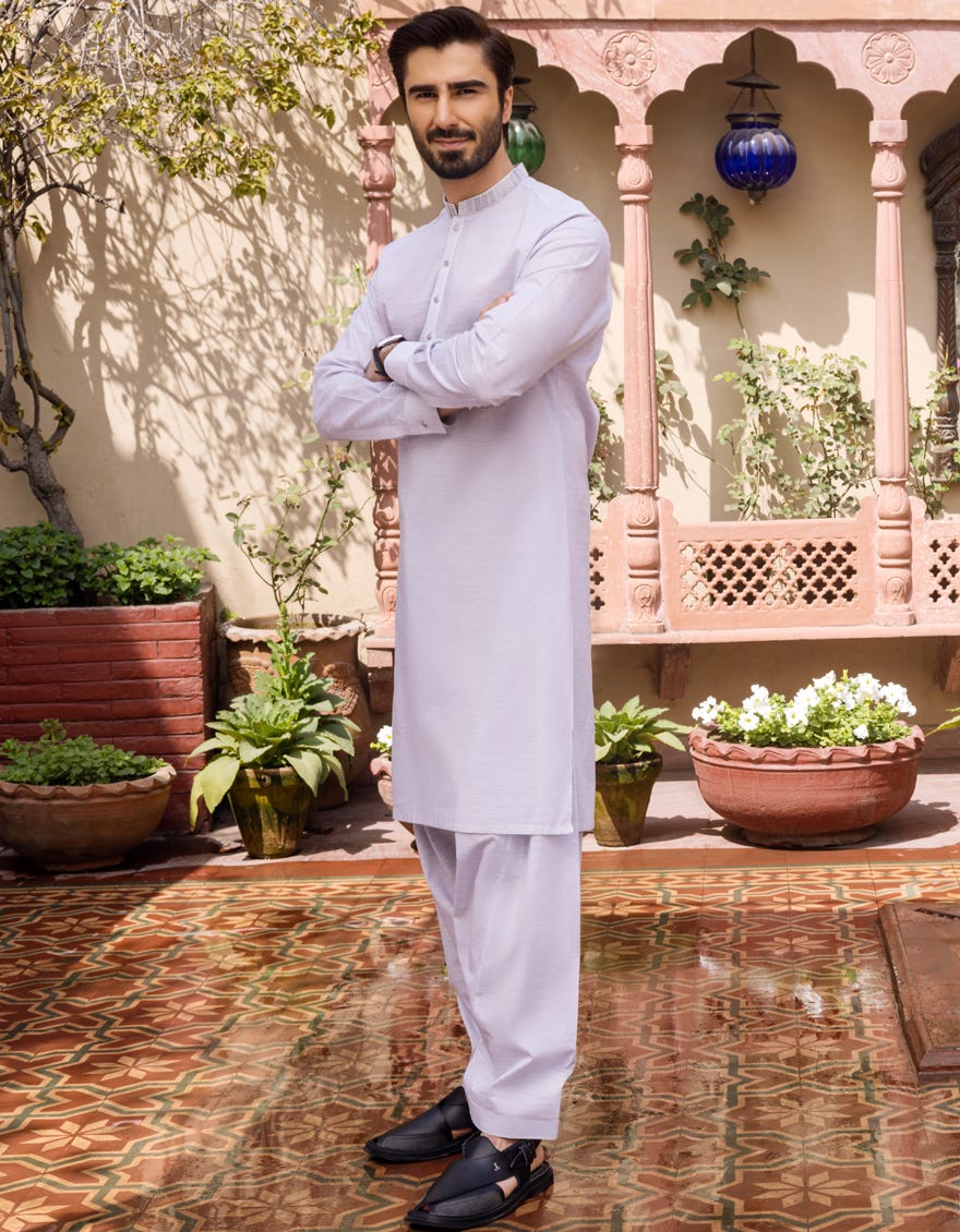 ASH GREY COTTON KAMEEZ SHALWAR | JJKS-S-37598
