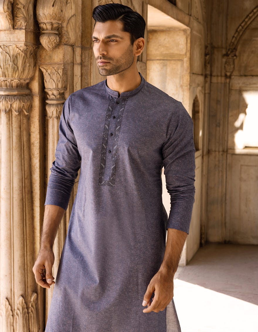 BLUE COTTON KURTA | JJK-S-37602