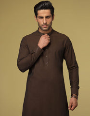 CHOCOLATE BROWN COTTON KAMEEZ SHALWAR | JJKS-S-37617