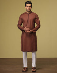 RUST BROWN COTTON KURTA | JJK-S-37619