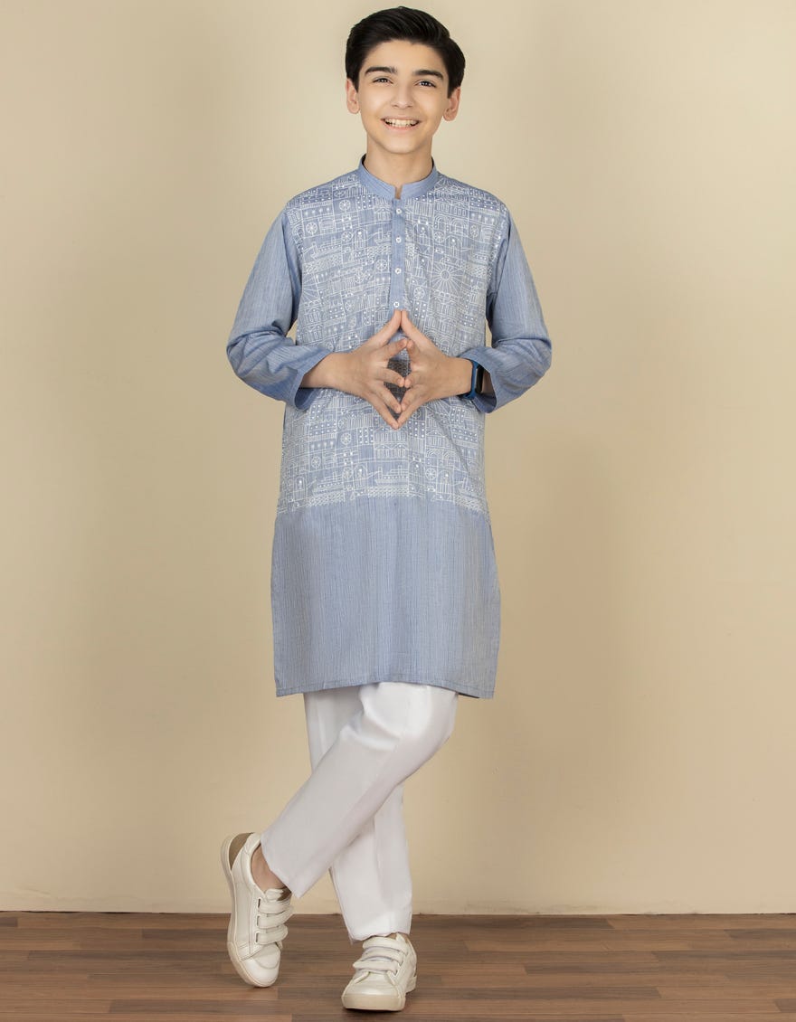 LIGHT BLUE COTTON KURTA | JCK-S-38346