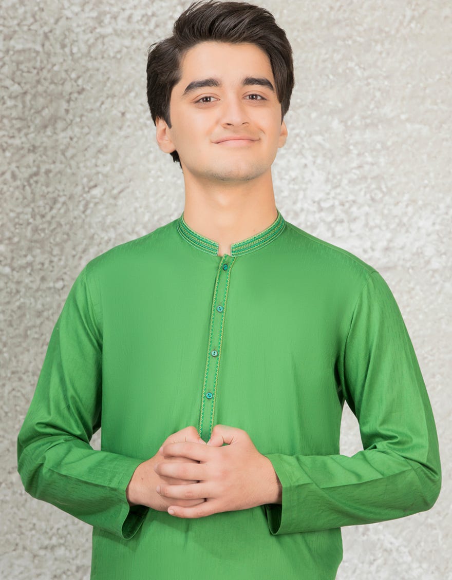 GREEN COTTON KURTA | JTK-S-38400