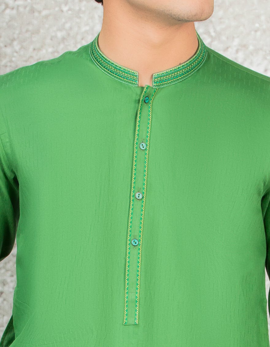 GREEN COTTON KURTA | JTK-S-38400