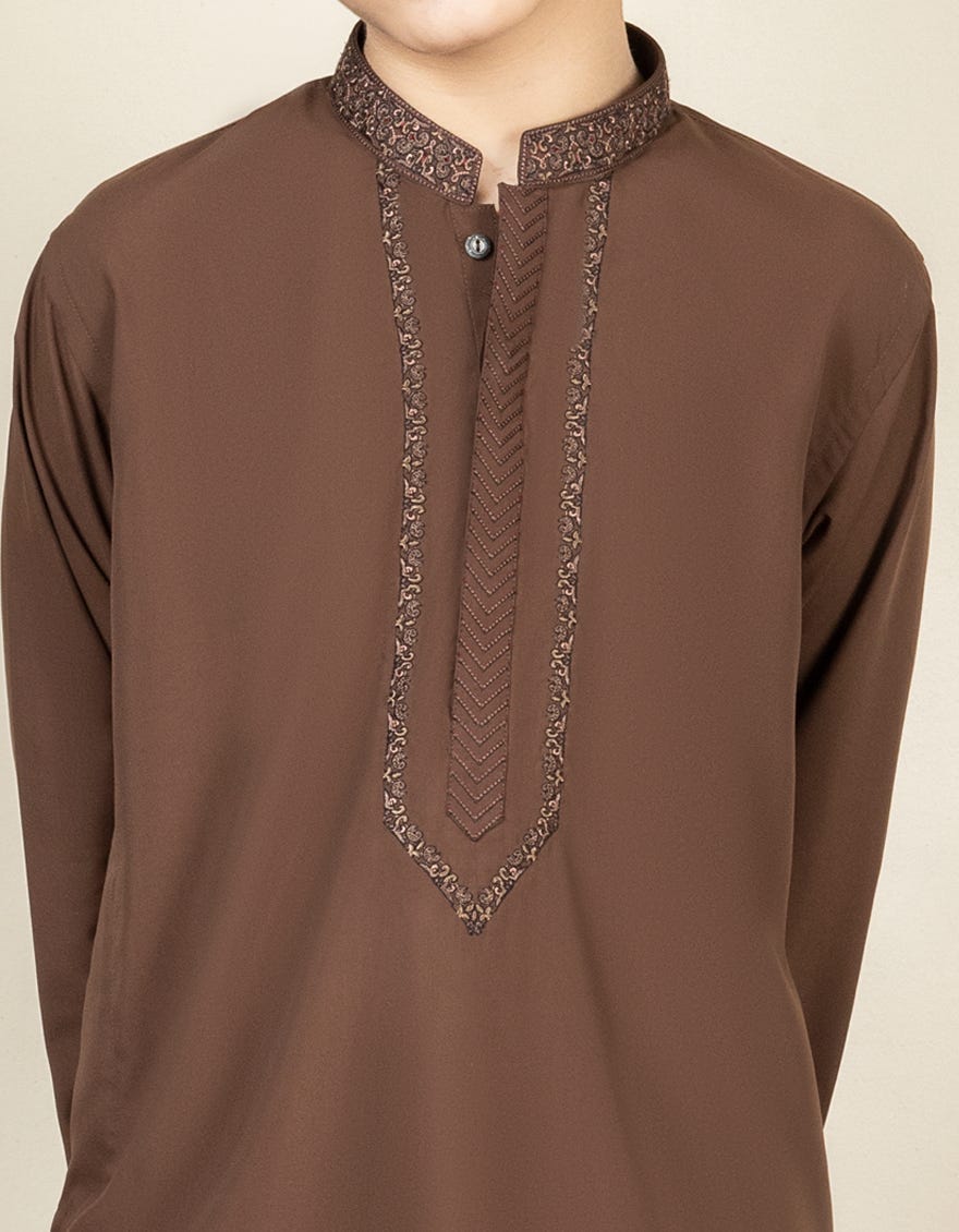 BROWN BLENDED KAMEEZ SHALWAR | JCKS-S-38440
