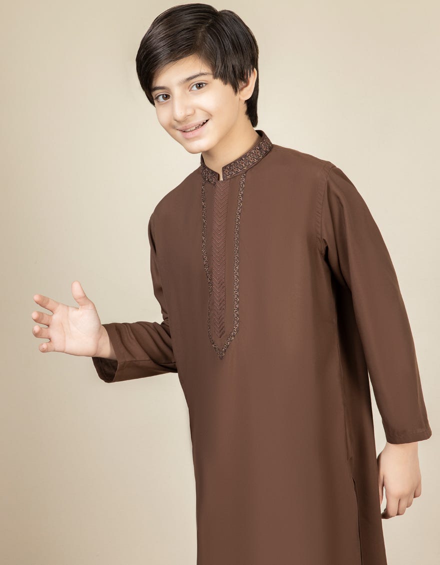 BROWN BLENDED KAMEEZ SHALWAR | JCKS-S-38440-R1
