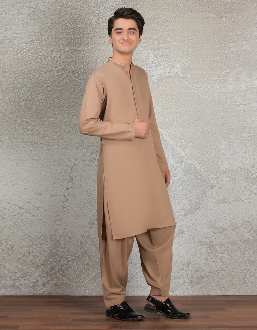 COFFEE BROWN BLENDED KAMEEZ SHALWAR | JTKS-S-38442