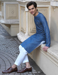 DENIM BLUE COTTON KURTA | JTK-S-38445