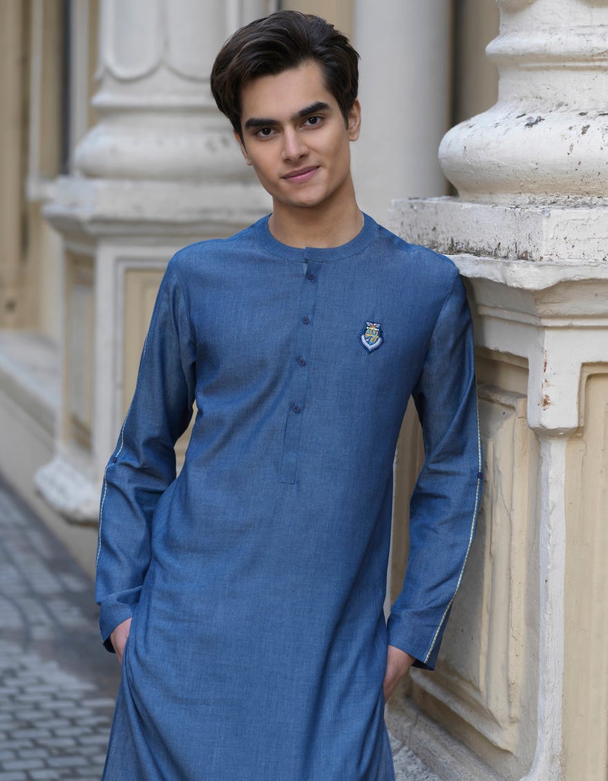 DENIM BLUE COTTON KURTA | JTK-S-38445