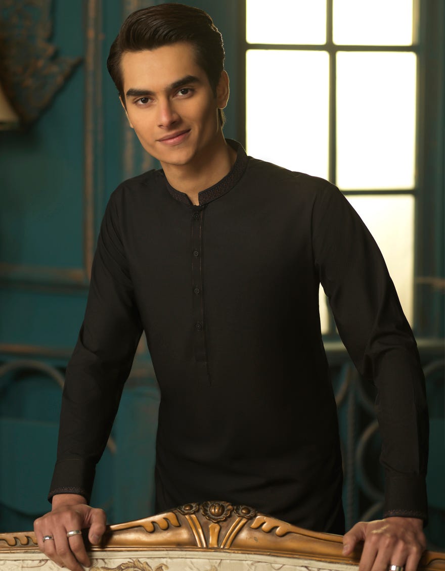 BLACK BLENDED KAMEEZ SHALWAR | JTKS-S-38448