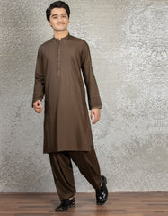 MEHNDI GREEN BLENDED KAMEEZ SHALWAR | JTKS-S-38449
