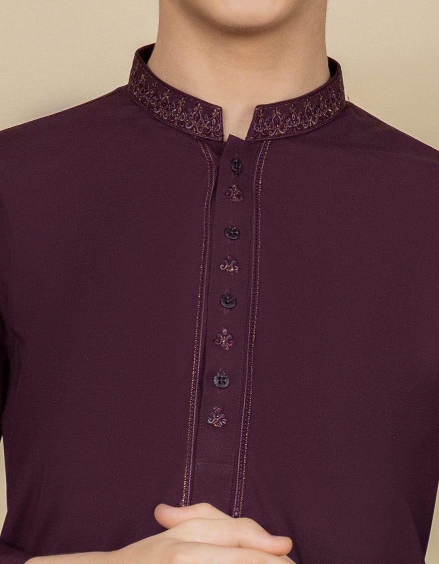 DEEP PURPLE BLENDED KAMEEZ SHALWAR | JCKS-S-38460