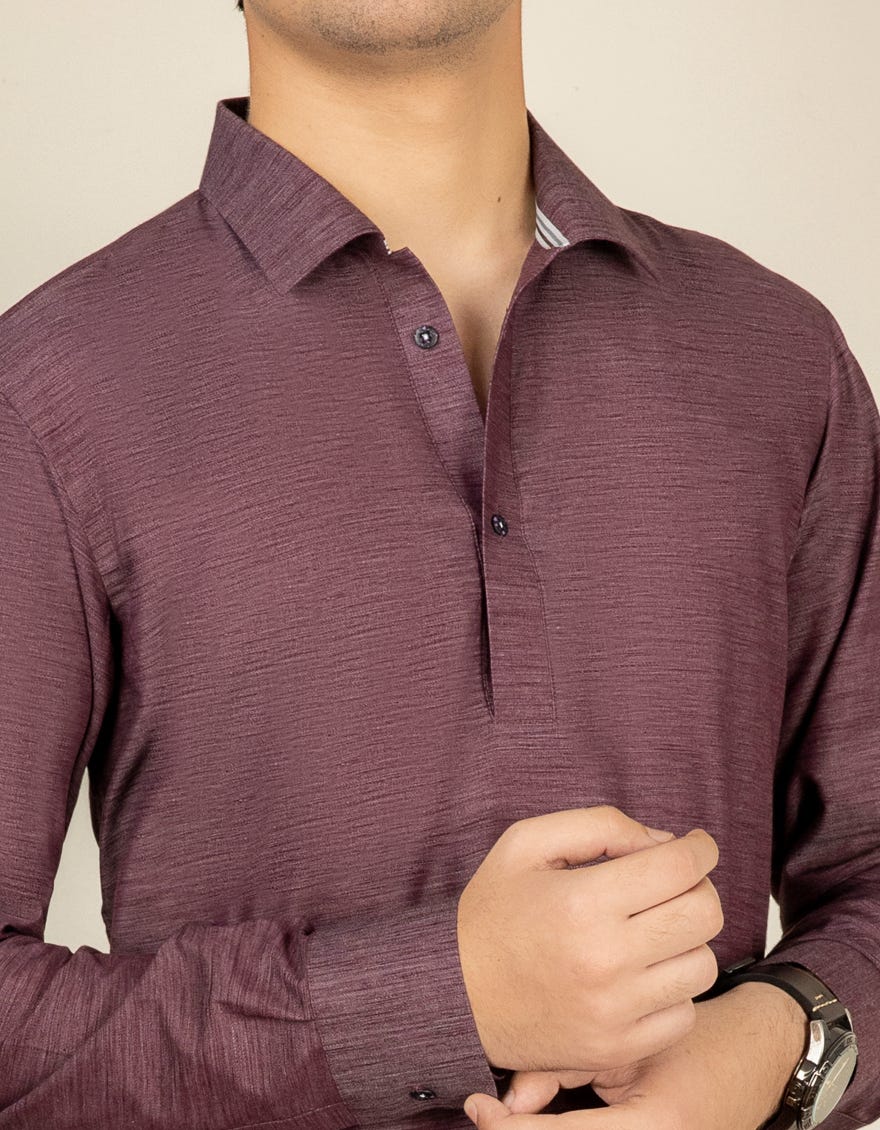 DARK PURPLE BLENDED KURTA PAJAMA | JTKP-S-38471