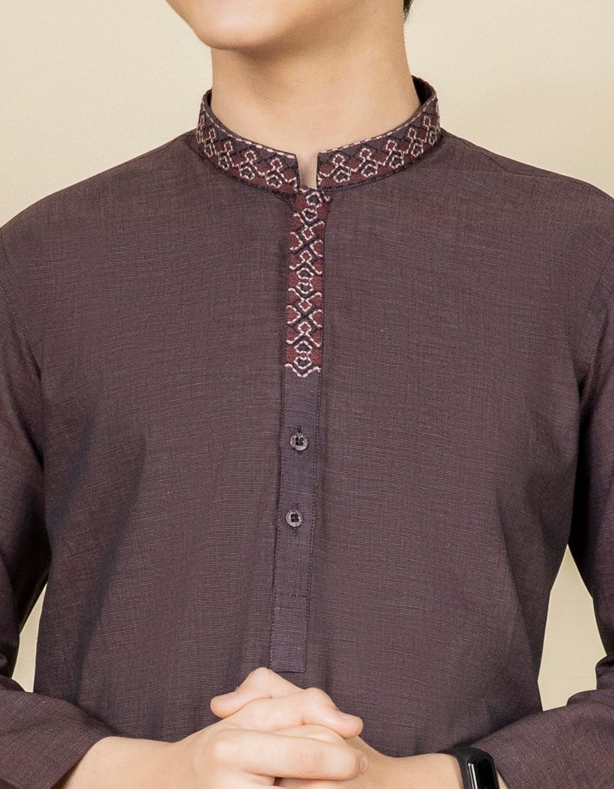 DEEP PURPLE COTTON KAMEEZ SHALWAR | JCKS-S-38481