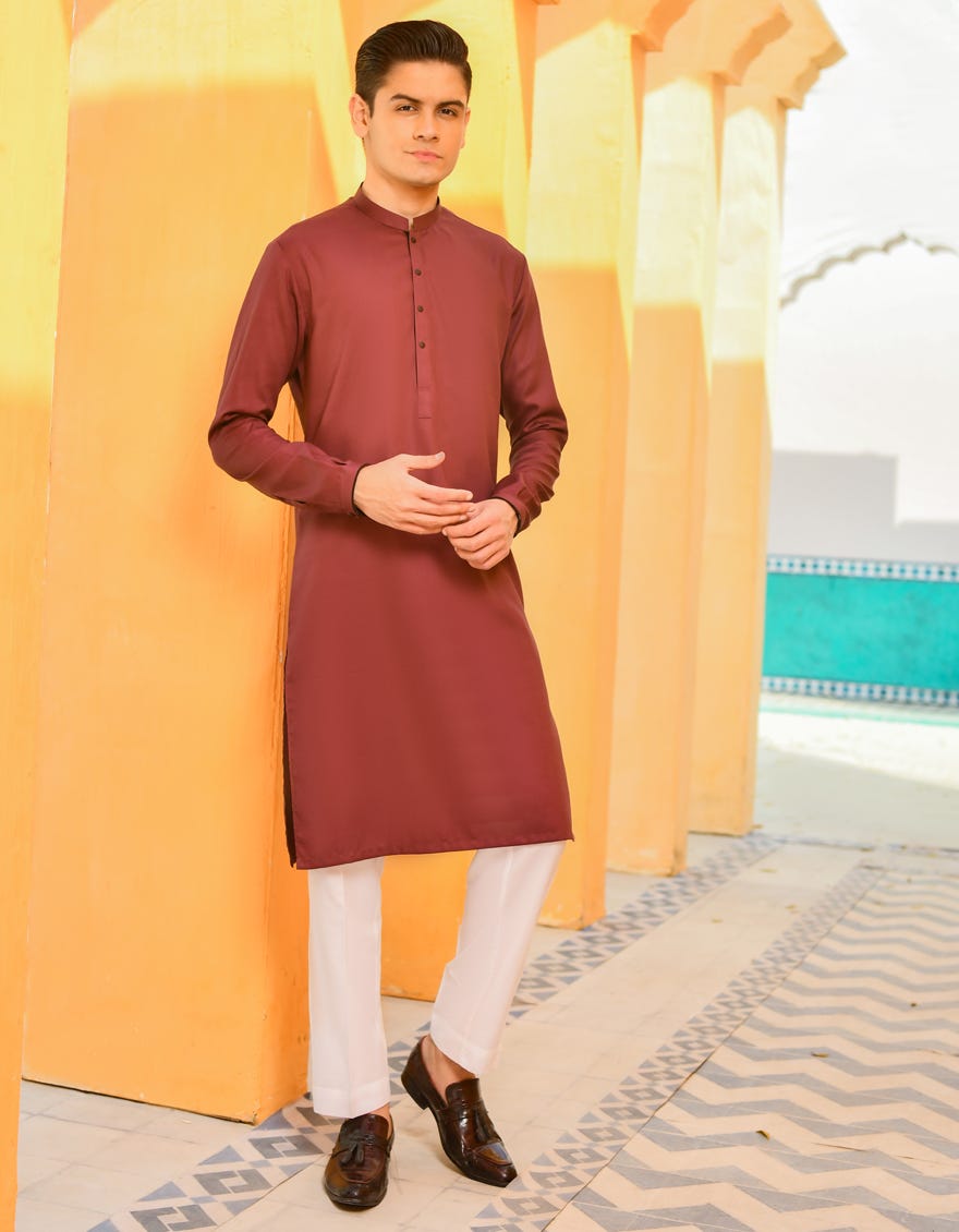 MAROON COTTON KURTA | JTK-S-38485
