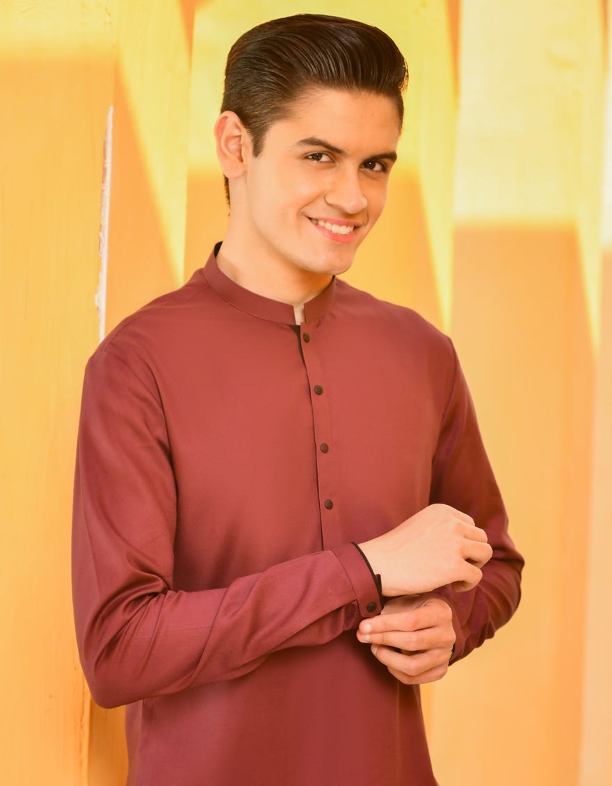 MAROON COTTON KURTA | JTK-S-38485