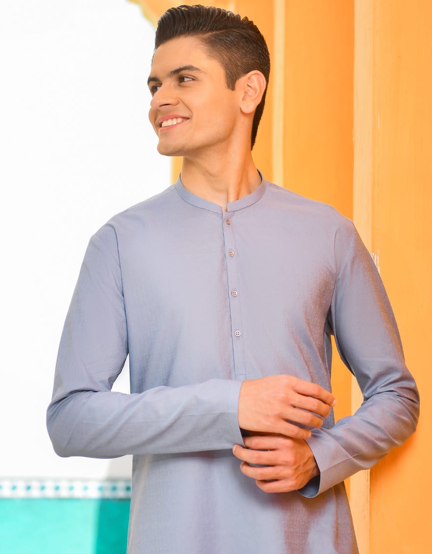 LIGHT BLUE COTTON KURTA | JTK-S-38486