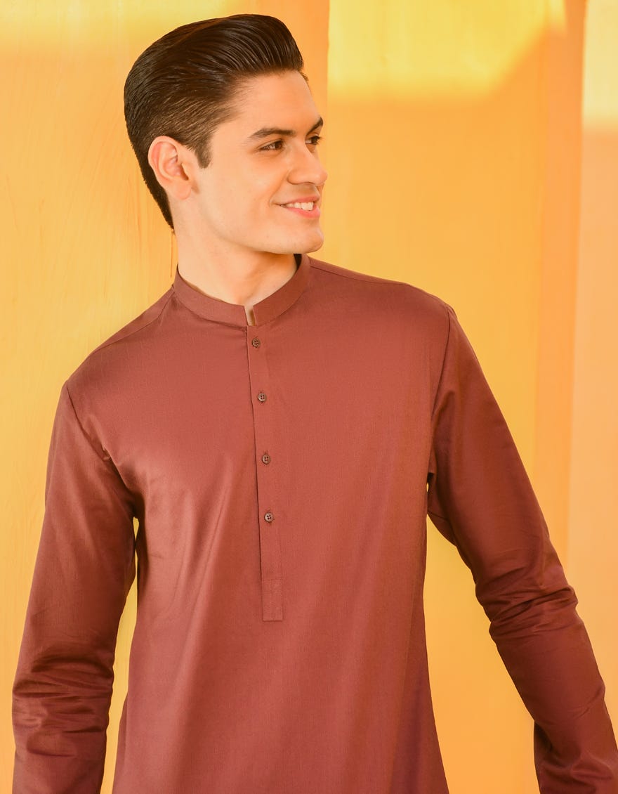 DULL MAROON COTTON KURTA | JTK-S-38487