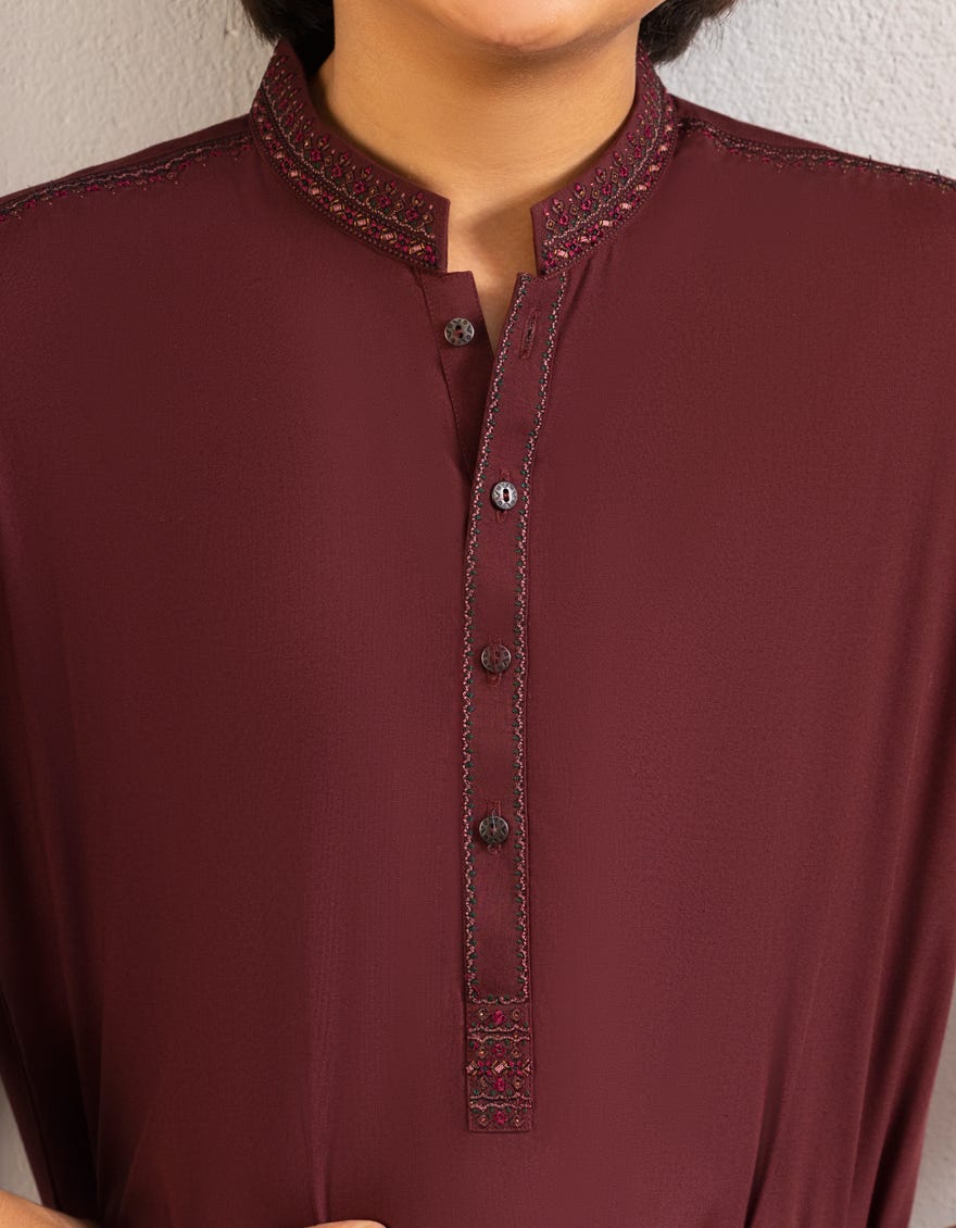 MAROON BLENDED KAMEEZ SHALWAR | JCKS-A-39246