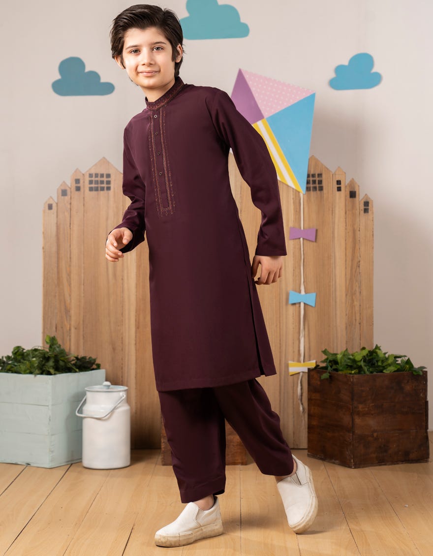PURPLE BLENDED KAMEEZ SHALWAR