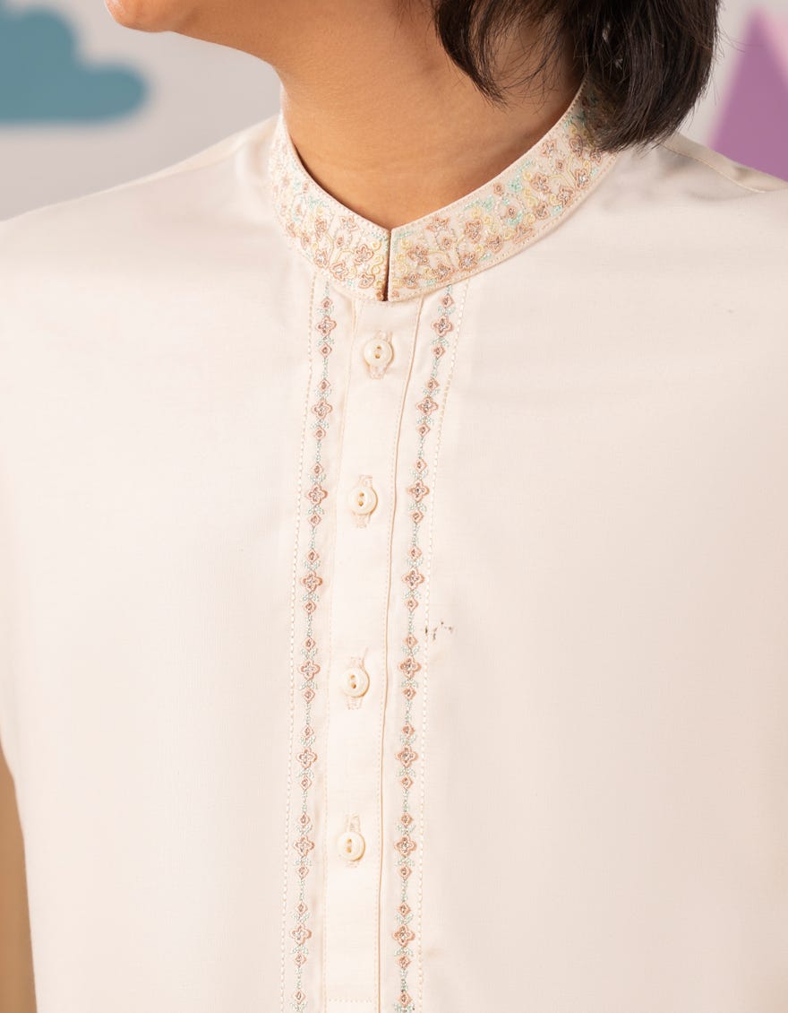 LIGHT PEACH BLENDED KURTA TROUSER