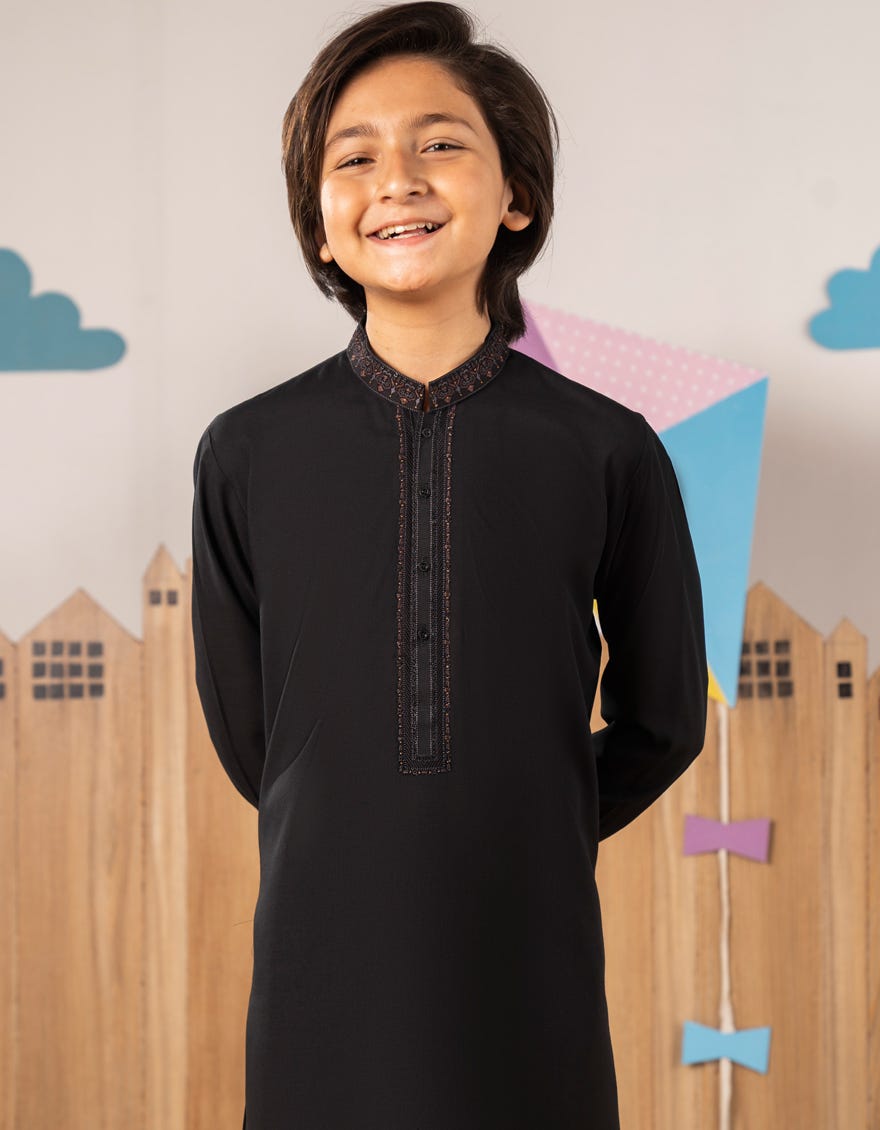 BLACK BLENDED KURTA TROUSER
