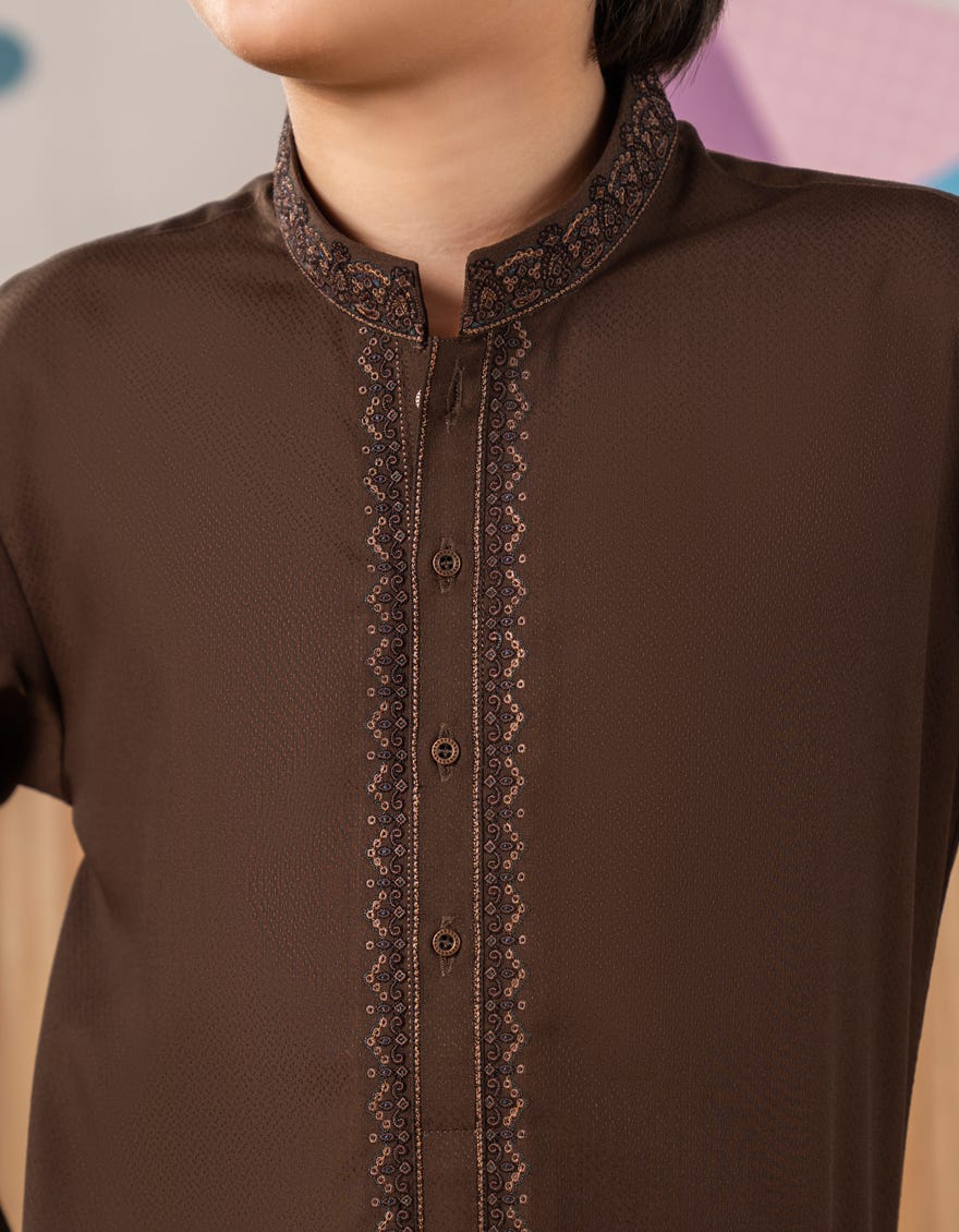 BROWN BLENDED KAMEEZ SHALWAR