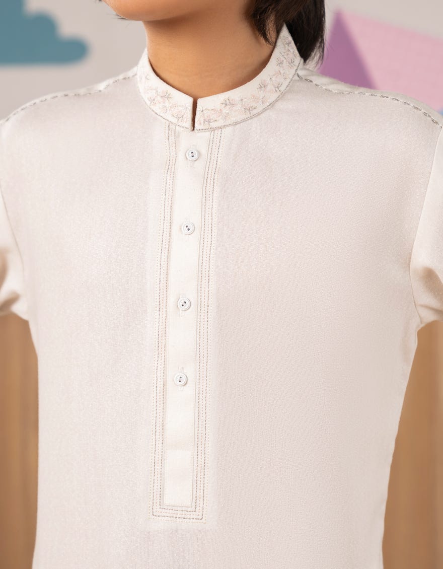 OFF WHITE BLENDED KAMEEZ SHALWAR