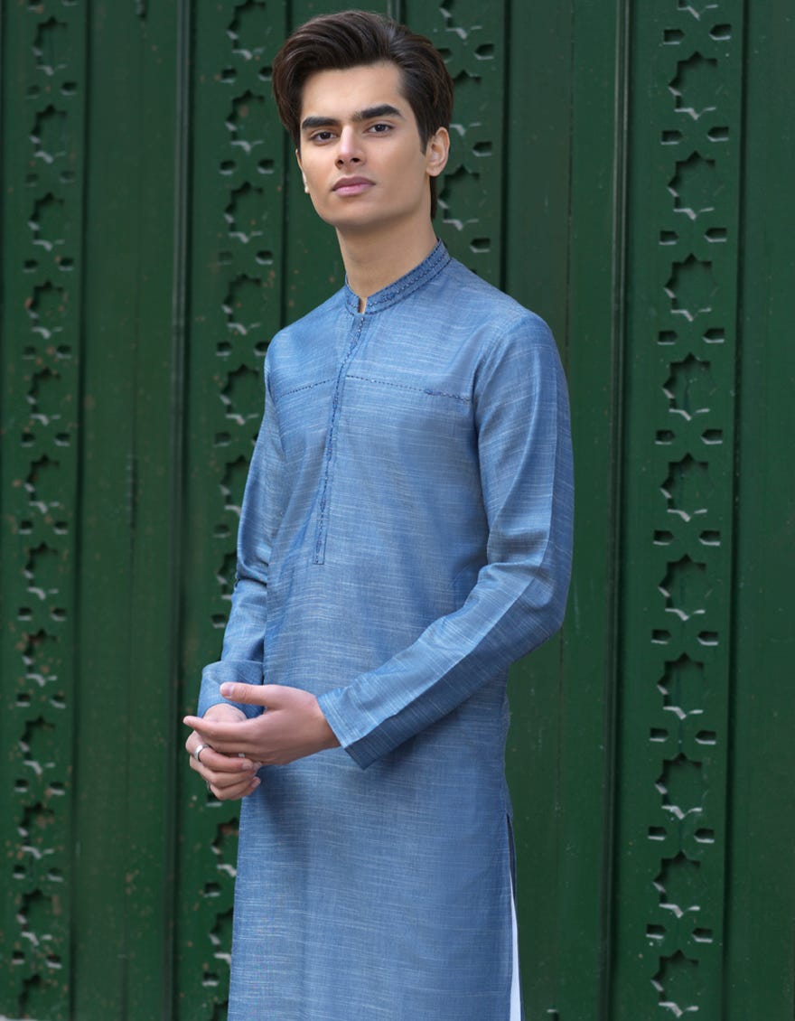 DENIM BLUE COTTON KURTA | JTK-S-39280