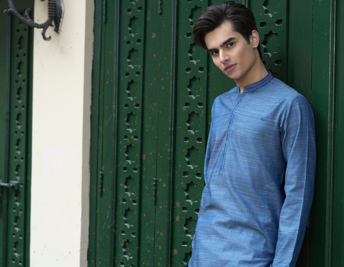 DENIM BLUE COTTON KURTA | JTK-S-39280