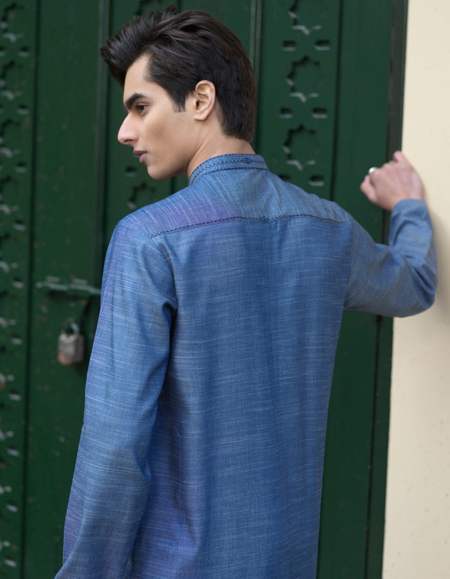 DENIM BLUE COTTON KURTA | JTK-S-39280