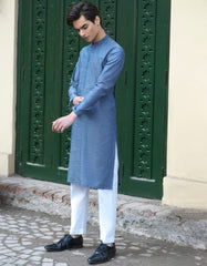 DENIM BLUE COTTON KURTA | JTK-S-39280