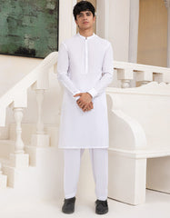 WHITE BLENDED KAMEEZ SHALWAR