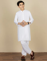 WHITE BLENDED KAMEEZ SHALWAR | JCKS-S-40221-AP
