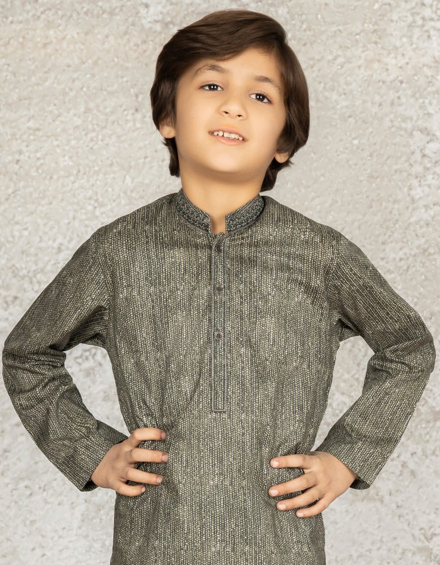 ARMY GREEN COTTON KURTA | JCK-S-39298