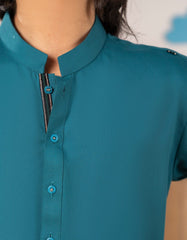 CYAN BLENDED KURTA TROUSER