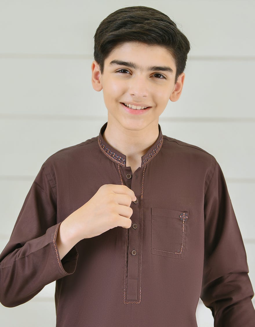 DARK BROWN COTTON KURTA | JCK-S-39314